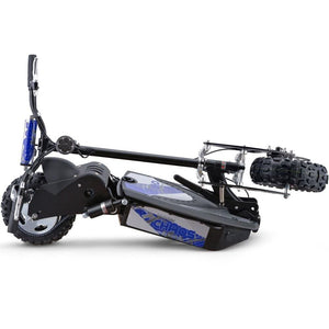 Introducing the MotoTec Chaos 2000w 60v Lithium Electric Scooter Black, featuring off-road tires and a striking black design. This powerhouse from MotoTec is equipped with a 2000 watt motor and a 60 volt Lithium Battery, ensuring unparalleled performance.