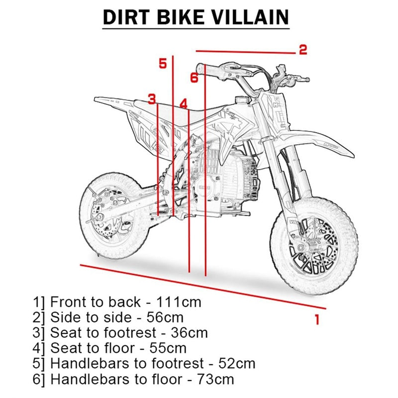 MotoTec Villain 52cc 2-Stroke Kids Gas Dirt Bike | My Garage Supplies