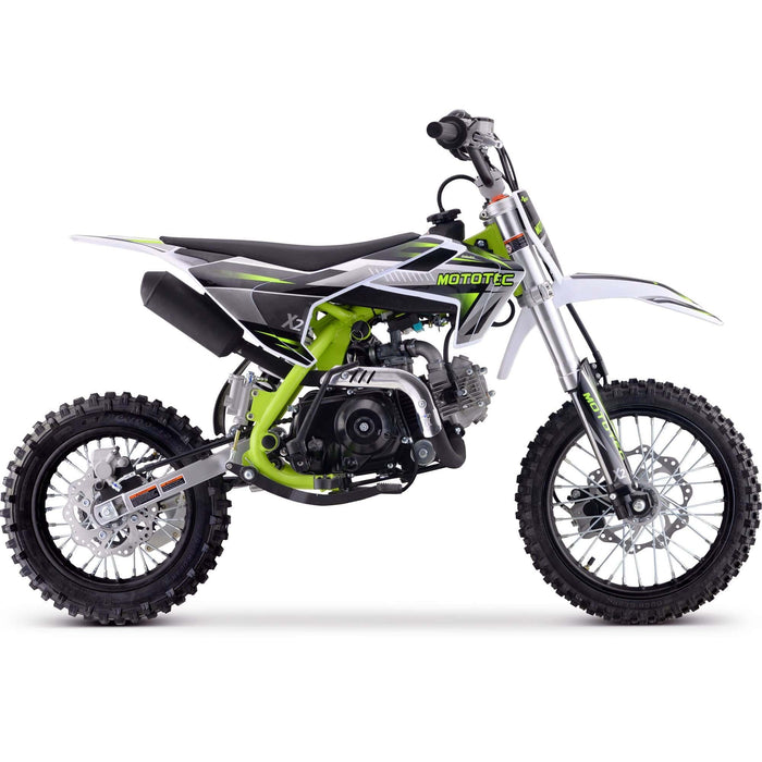 MotoTec X2 110cc 4-Stroke Gas Dirt Bike Green | My Garage Supplies