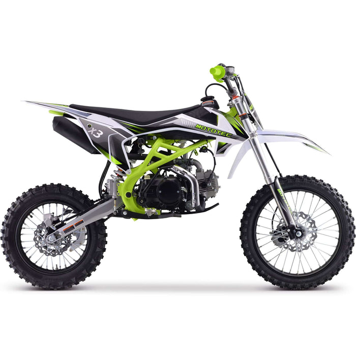 MotoTec X3 125cc 4-Stroke Gas Dirt Bike Green | My Garage Supplies