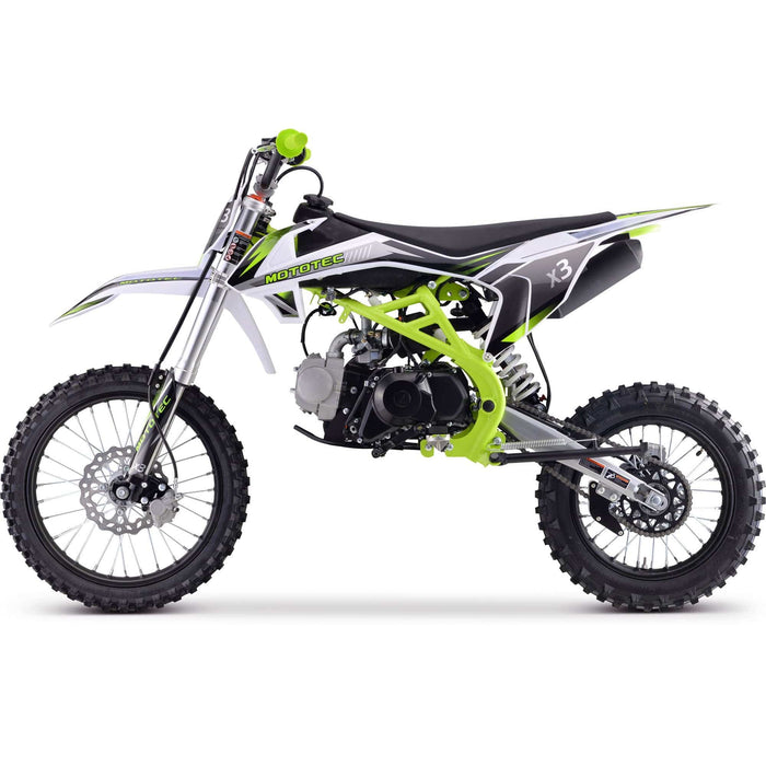 MotoTec X3 125cc 4-Stroke Gas Dirt Bike Green | My Garage Supplies