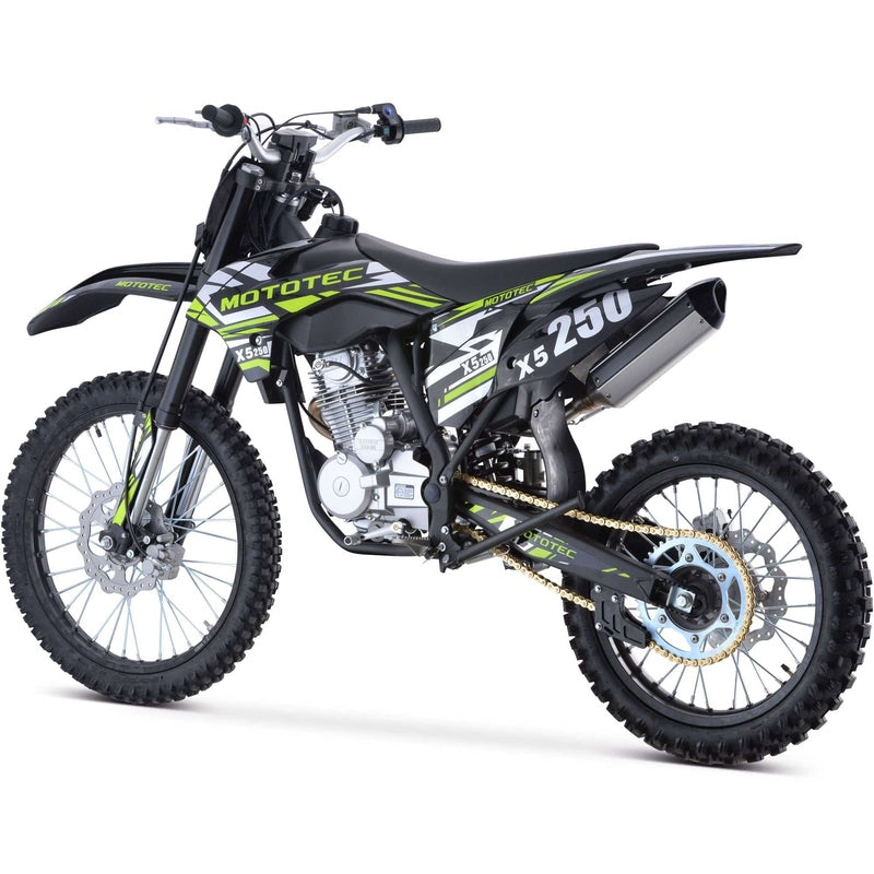 MotoTec X5 250cc 4-Stroke Gas Dirt Bike Black | My Garage Supplies