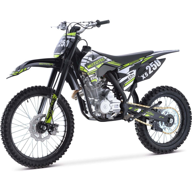 MotoTec X5 250cc 4-Stroke Gas Dirt Bike Black | My Garage Supplies