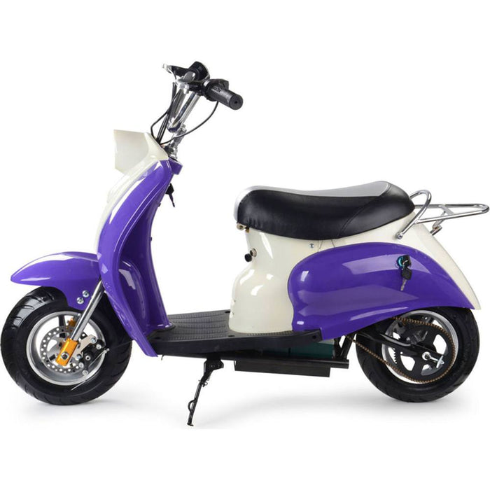 MotoTec 24v Electric Moped Purple | My Garage Supplies