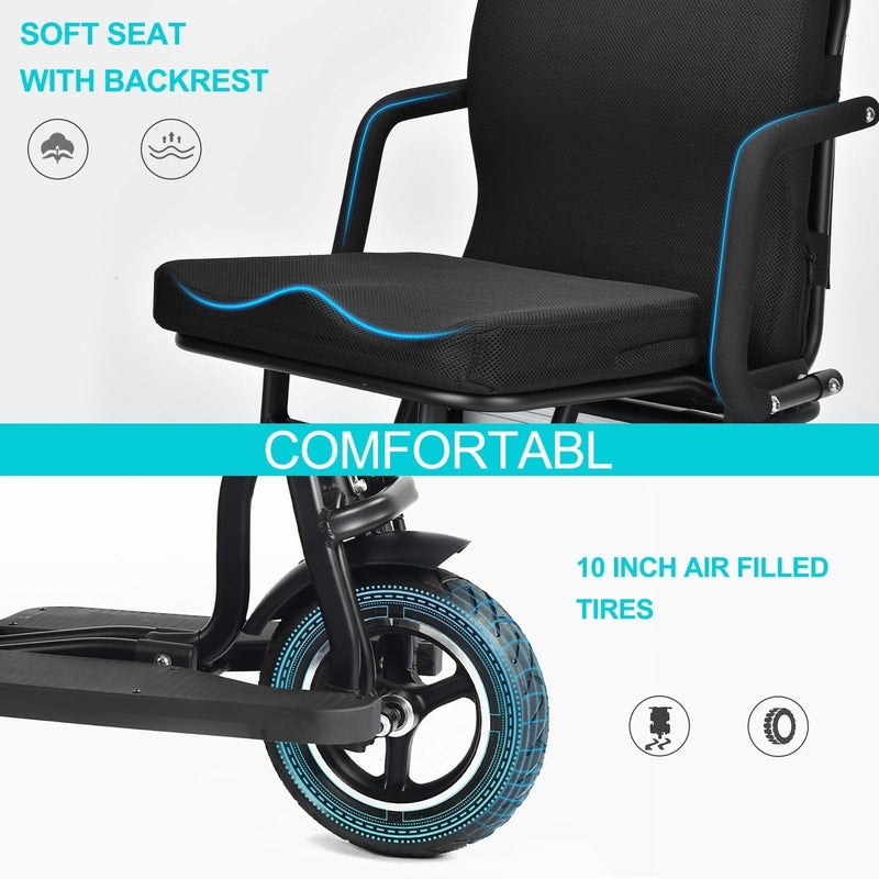 MotoTec Folding Mobility Electric Trike 48v 700w Dual Motor Lithium Black | My Garage Supplies