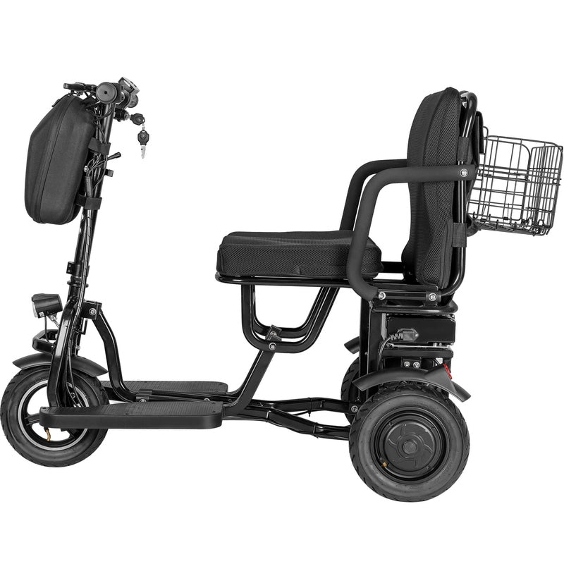 MotoTec Folding Mobility Electric Trike 48v 700w Dual Motor Lithium Black | My Garage Supplies