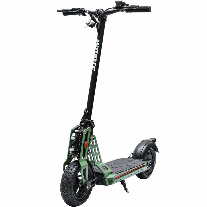 The MotoTec Free Ride 48v 600w Lithium Electric Scooter, available in green and black, boasts a powerful 48V 600W motor, robust thick tires, and a durable frame.