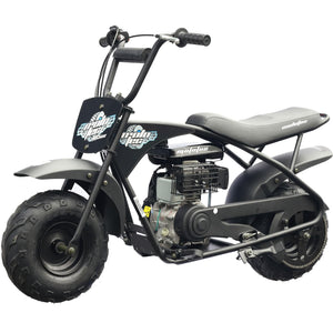 A black MotoTec 105cc 3.5HP Gas Powered Mini Bike with off-road tires, a cushioned seat, and the "MotoTec" logo on the rugged steel frame.