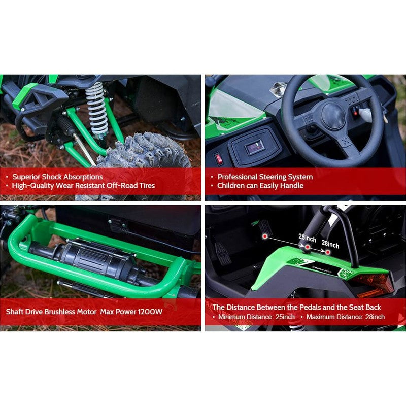 MotoTec Raider Kids UTV 48v 1200w Full Suspension | My Garage Supplies