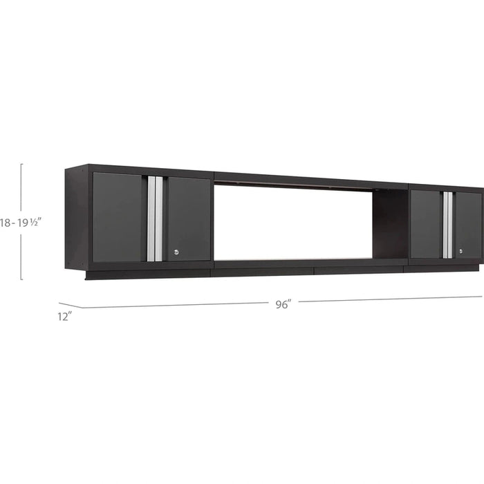 NewAge Bold 3.0 3-Piece Wall Cabinet Set With 48" Integrated Display Shelf-Dimensions