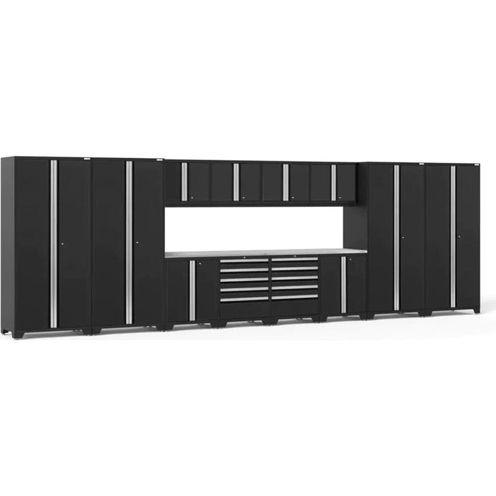 NewAge Pro 3.0 Series 14-Piece Garage Cabinet Set With Lockers, Base, Wall, Tool Drawer Cabinets and 56 in. Worktop-