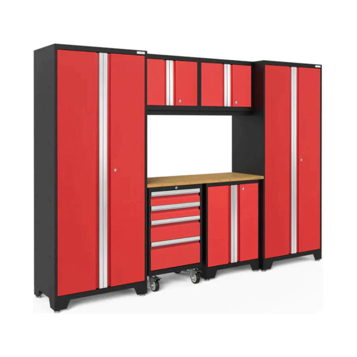 New Age 7 Piece Garage Set in Red and Bamboo