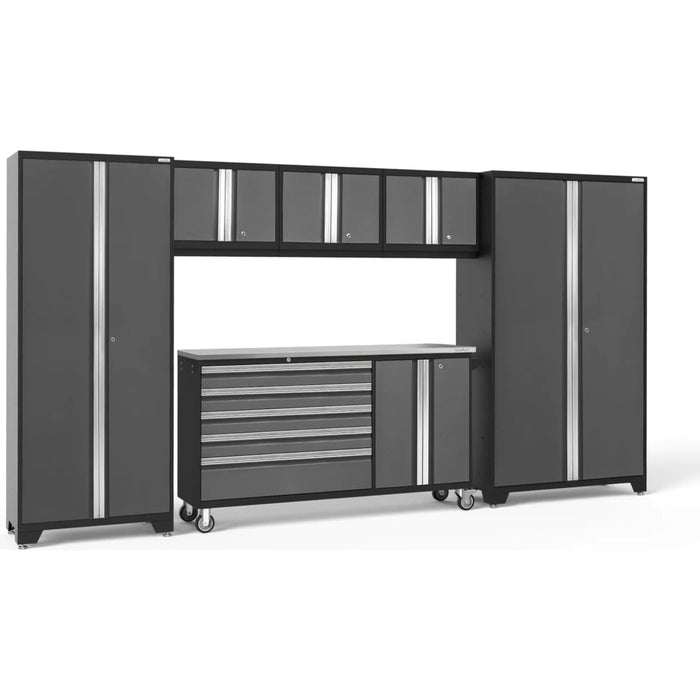 NewAge Bold 6 Piece Garage Cabinet in Gray and Stainless Steel