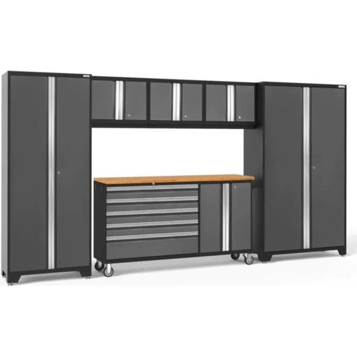 NewAge Bold Series 6 Piece Cabinet Set With Project Center in Gray and Bamboo