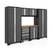 New Age Bold Series 7 Piece Cabinet Set in Gray and Bamboo White Background