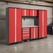 New Age Bold Series 7 Piece Cabinet Set in Red and Stainless Steel