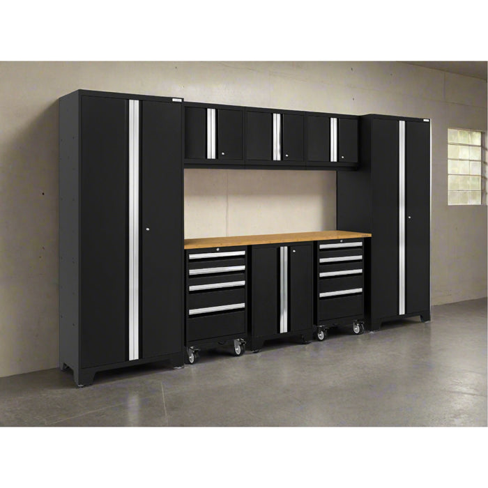 New Age Bold Series 9 Piece Cabinet Set in Black and Bamboo