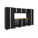 New Age Bold Series 9 Piece Cabinet Set in Black and Bamboo with White Background