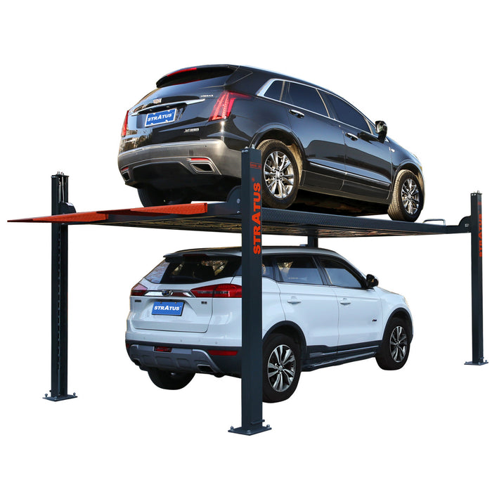 Stratus | SAE-P410 4 Post 10,000 Lbs Capacity Manual Release Storage Car Lift (Caster Kit Sold Separately)