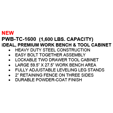 iDEAL PWB-TC-1600 Premium Work Bench & Tool Cabinet - 1,600 lbs. Cap.(XH-WB-I)