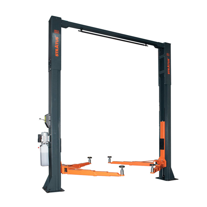 Stratus | SAE-C15X 2 Post Overhead Clear Floor Direct Drive 15,000 LBS Capacity Single Point Manual Release Car Lift