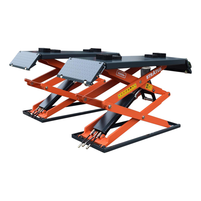 Stratus | SAE-UT9000 Commercial Grade On-Ground Or In-Ground Mount Low Profile Full Rise Scissor Car Lift