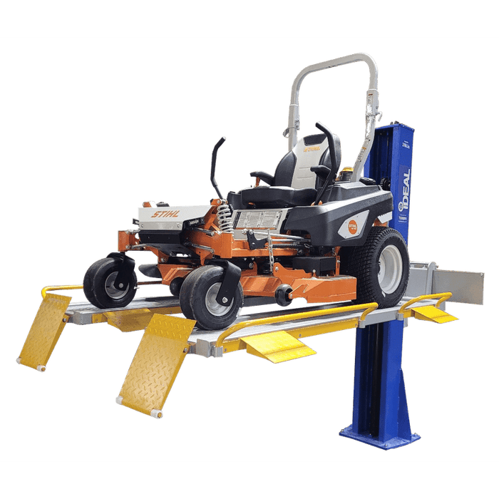 iDEAL SC-2K-UTV-X 2,000 lb Single Column ‘Multi-Use’ UTV & Mower Storage / Service Lift - 110V Duro Included