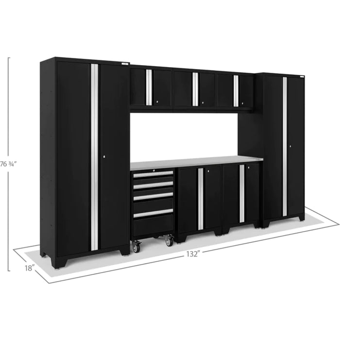 NewAge Bold 3.0 Series 9 Piece Cabinet Set With 2 Base, Tool, Wall Cabinets and 30 in. Lockers