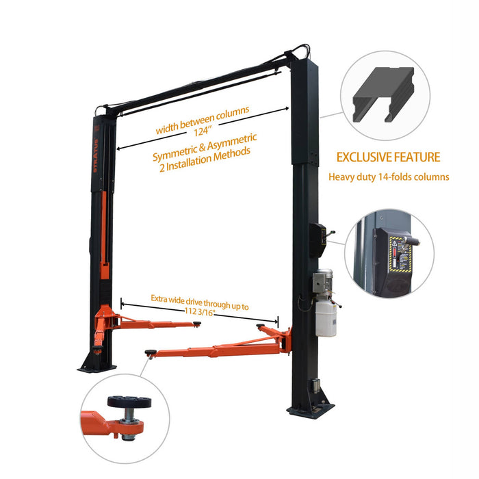 Stratus SAE-C10X 10,000 Lbs Extra Wide Two Post Lift Features