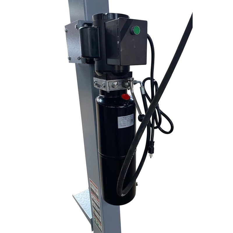 Triumph NSS-11 11,000 lb Extra Wide 4 Post Lift motor in close view