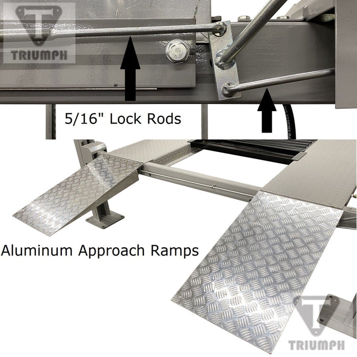 Triumph NSS-8 8,000 lb Service Storage Four Post Lift ramps