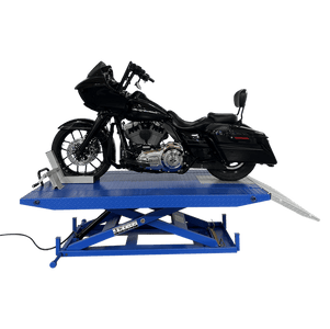 Tuxedo M-1500C-HR 1,500 lb High Rise Motorcycle Lift Bench with motorcycle 