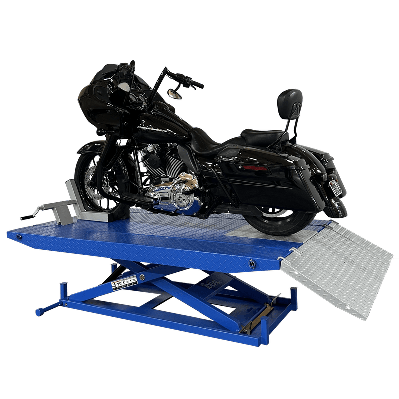 Tuxedo M-1500C-HR 1,500 lb High Rise Motorcycle Lift Bench in side view