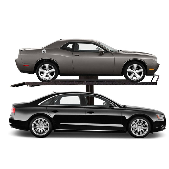 Tuxedo SP-6K-SS 6,000 lb Single Post Storage Lift with cars