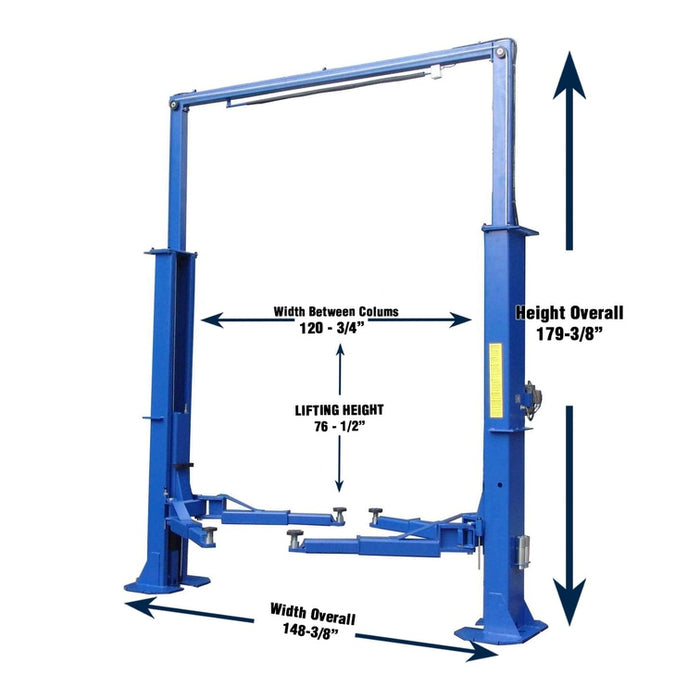 Tuxedo TP15KCX 15,000 lb Heavy Duty Two Post Lift- measurements