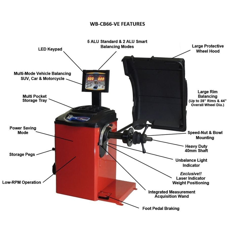 Tuxedo WB-CB66-VE Wheel Balancer Product Features