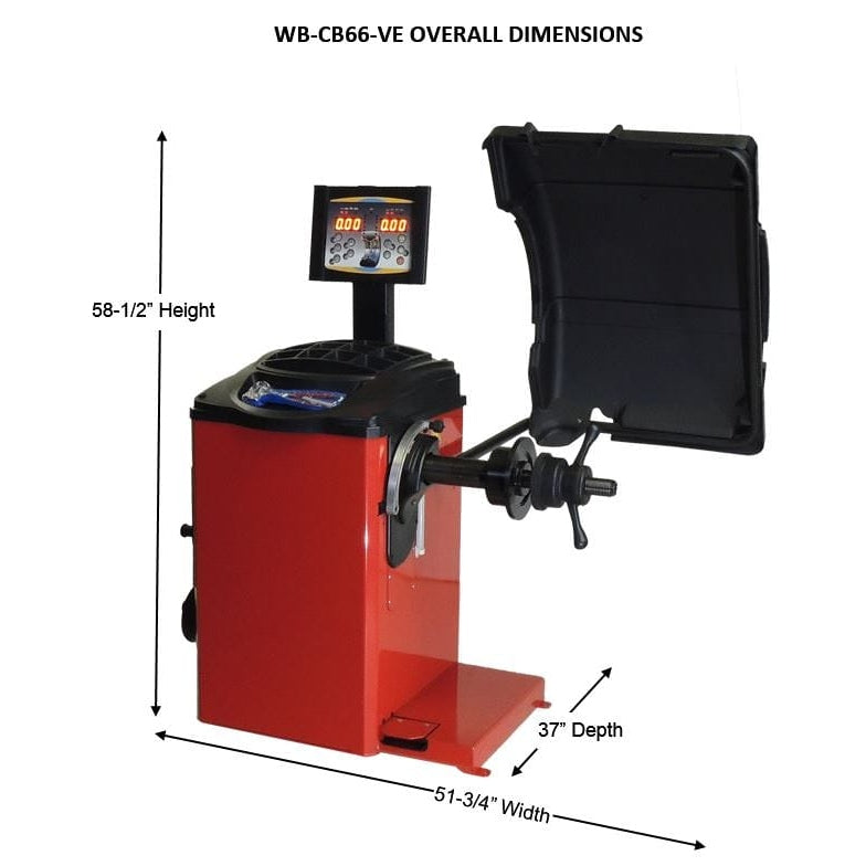 Tuxedo WB-CB66-VE Wheel Balancer dimensions