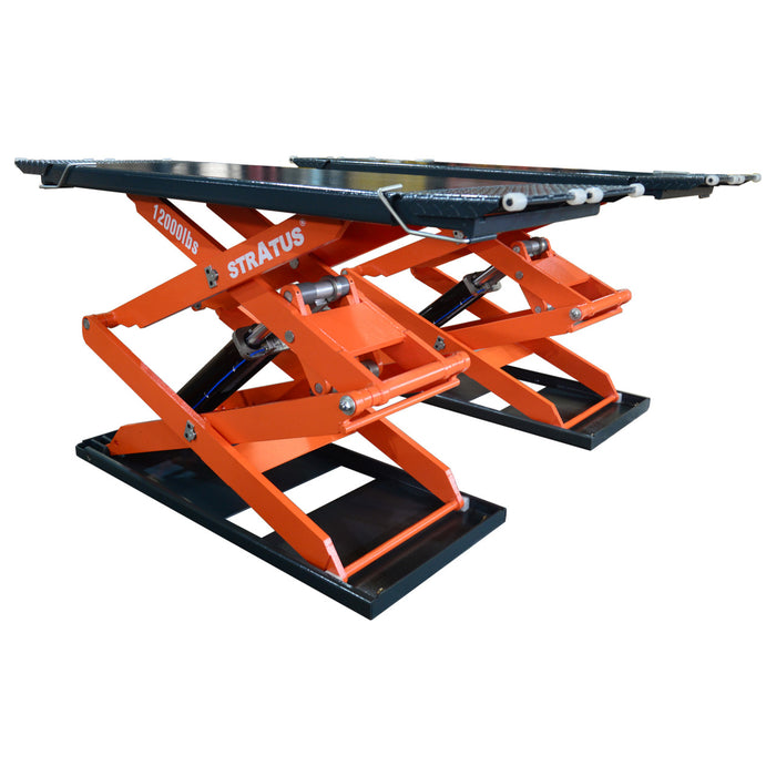 Stratus | SAE-UT12000 Commercial Grade On-Ground Or In-Ground Mount Low Profile Full Rise Scissor Car Lift