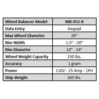 Tuxedo WB-953-B Wheel Balancer - No Hood Assy