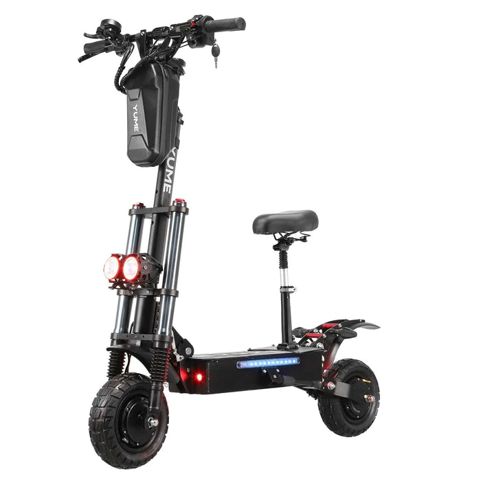 Yume Y10 2400W 40MPH Dual Motor Electric Scooter in front view with box