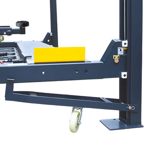 AMGO 409-DP optional caster kit with white polyurethane wheel mounted to the lift base
