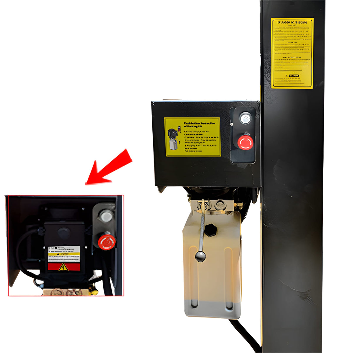 AMGO 409-DP optional motor protective cover with mounted emergency stop switch