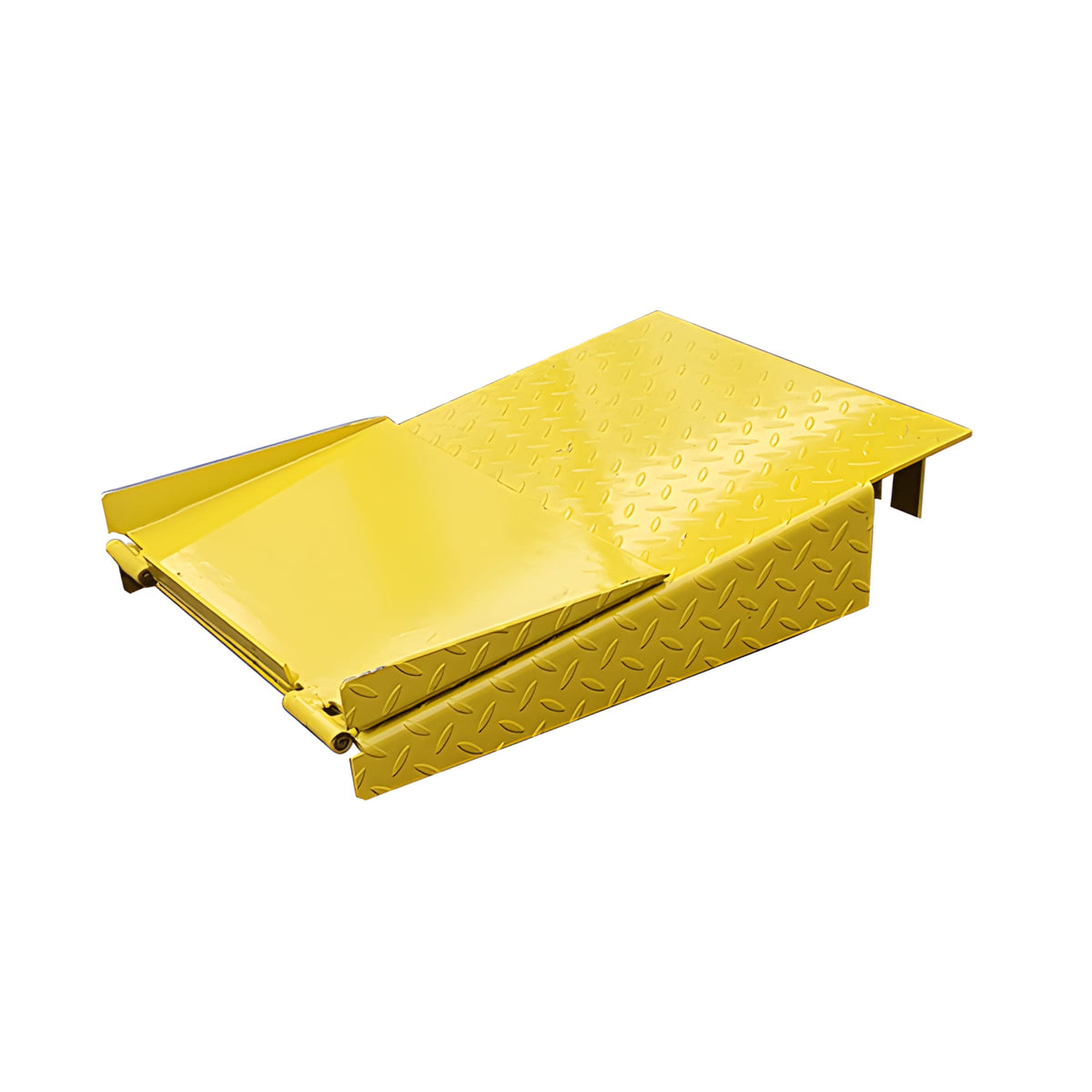 AMGO 409-DP foldable yellow drive-on ramps with non-slip diamond plate surface