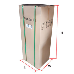 AMGO AX-12 control cabinet shipping carton at 16 7/8 by 18 13/16 by 48 5/8 inches