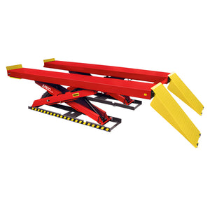 AMGO AX-12 non-slip extended platforms with drive-on ramp assemblies in lifted position