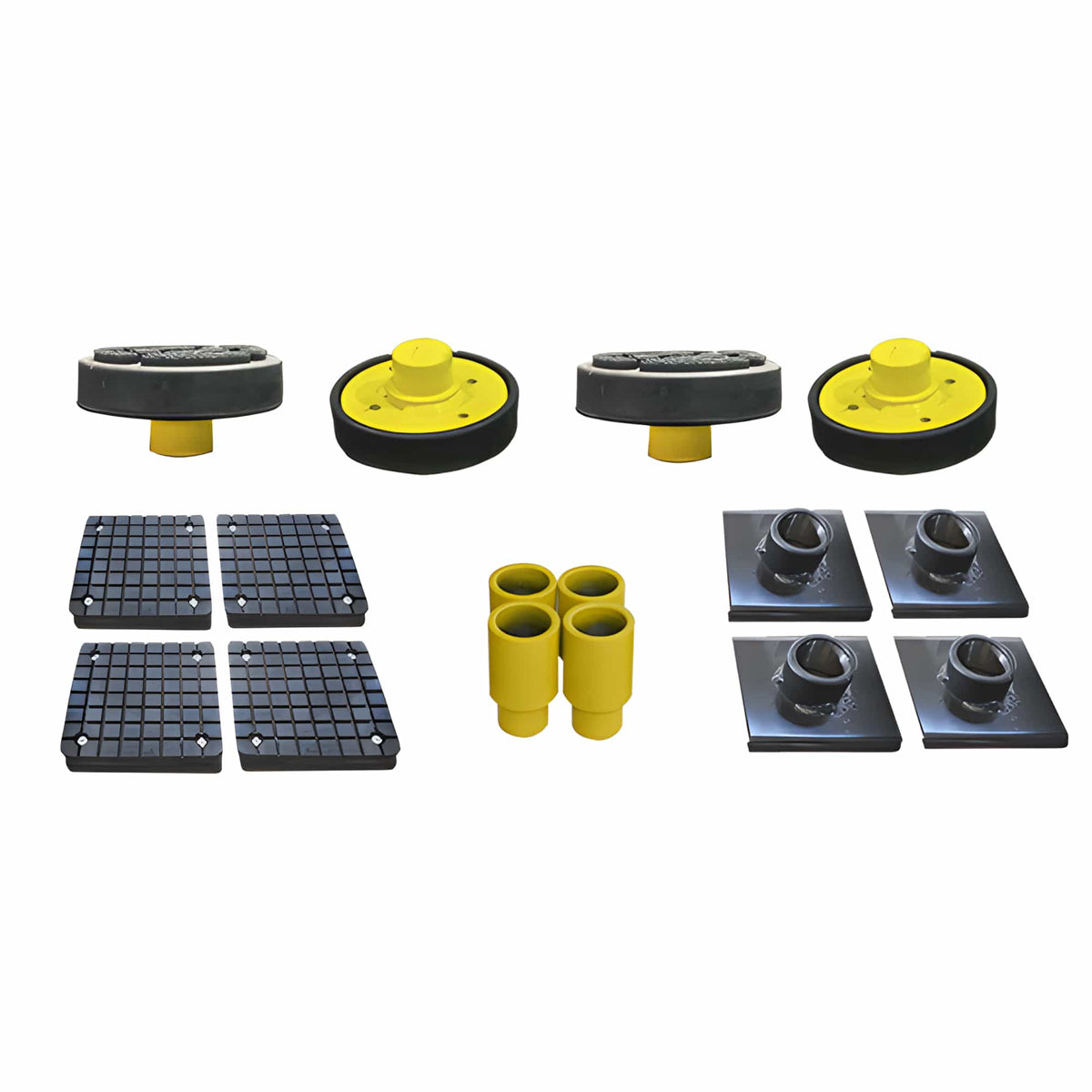 AMGO MR06 16-piece adapter kit including stackable rubber pads, sleeve adapters, and truck-height extensions