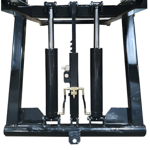 AMGO MR06 dual hydraulic cylinders with auto-engaged multi-position safety lock and integrated manual release between them