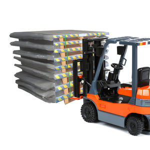 Forklift loading a stack of AMGO MR06 pallets for freight delivery