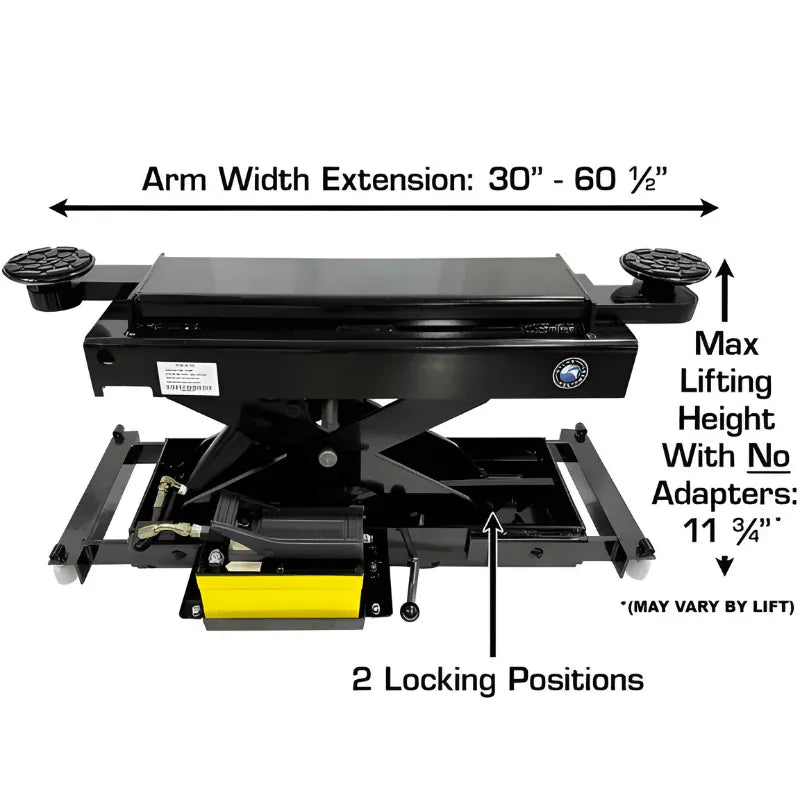 Atlas RJ45A rolling bridge jack at 11 3/4 in minimum lifting height with arms extended 30 to 60 1/2 in across
