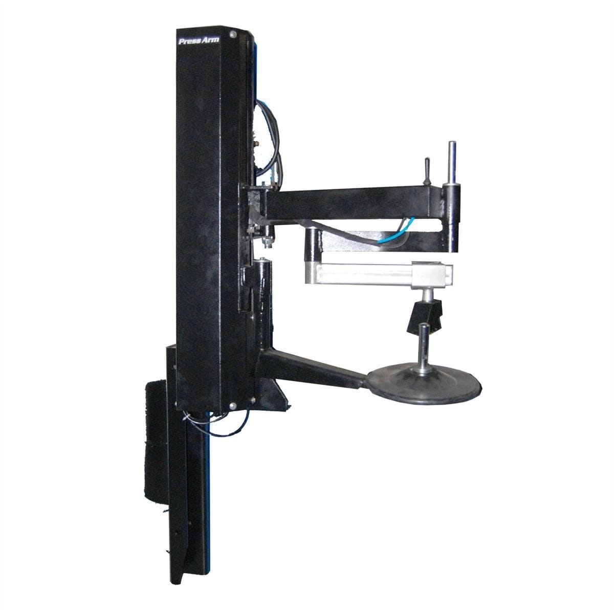 Atlas ATEATTC-LHA pneumatic left-hand assist arm side profile with press arm column, lifting disc, and pressing block